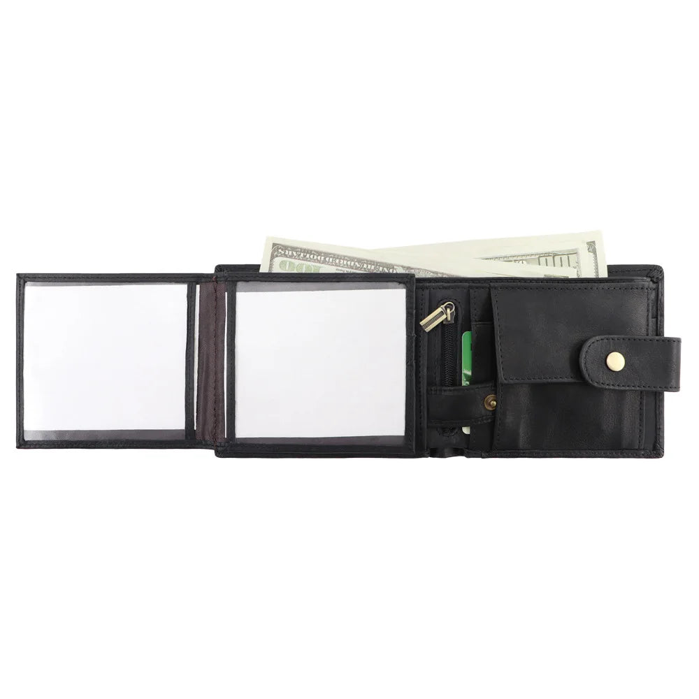 RFID Genuine Leather Men's Wallet — Slim Bifold Card Holder