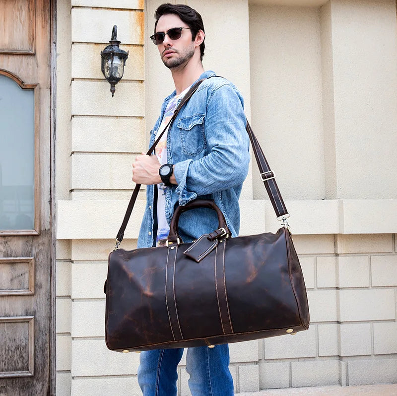 Men's Genuine Leather Duffle Bag