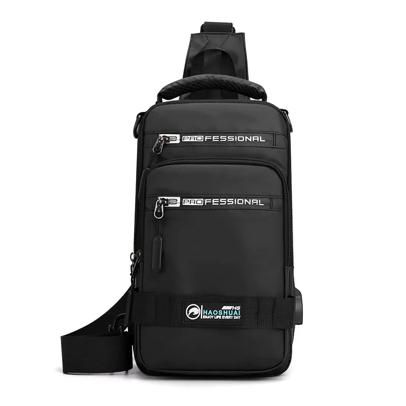 Waterproof Crossbody Bag for Men — USB Charging Anti-Theft Sling