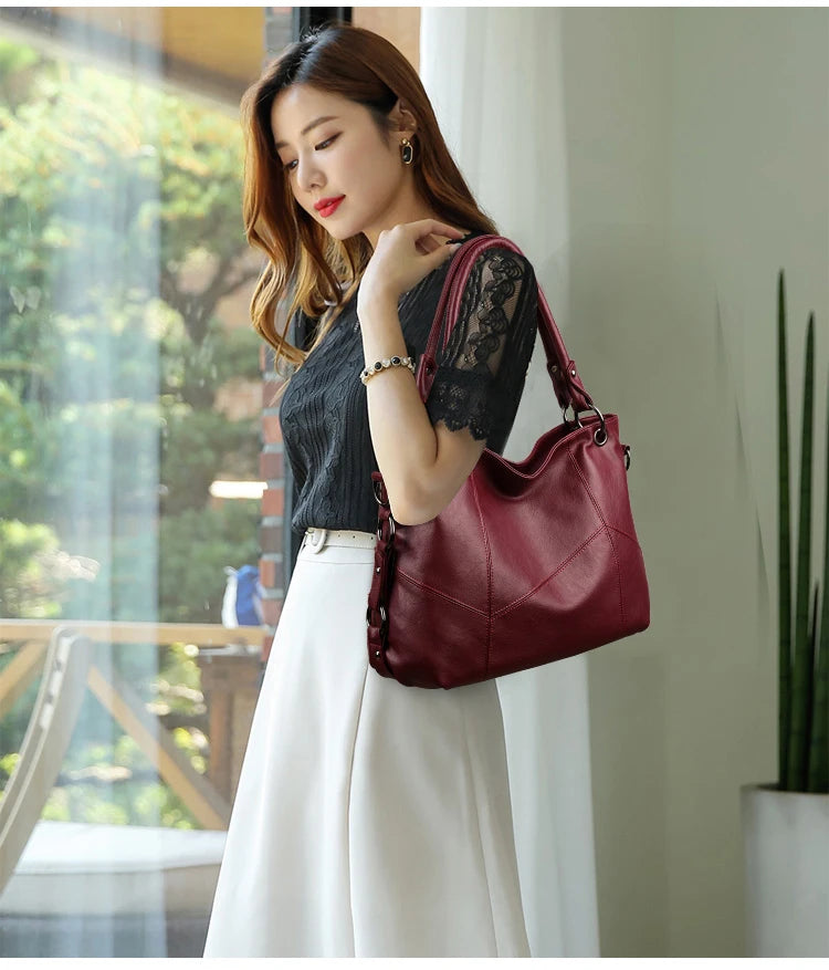Slouchy Leather 2 way bag-Top Handles + Detachable Strap