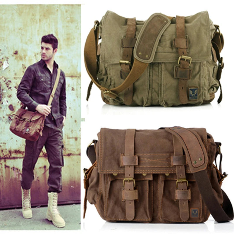 Canvas & Leather Messenger Bag
