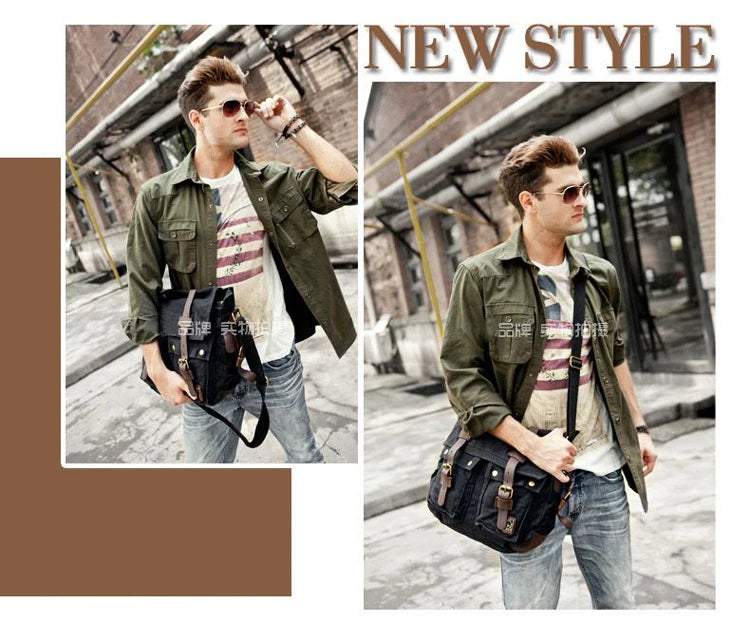 Canvas & Leather Messenger Bag