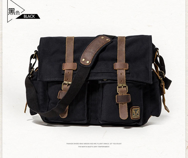 Canvas & Leather Messenger Bag