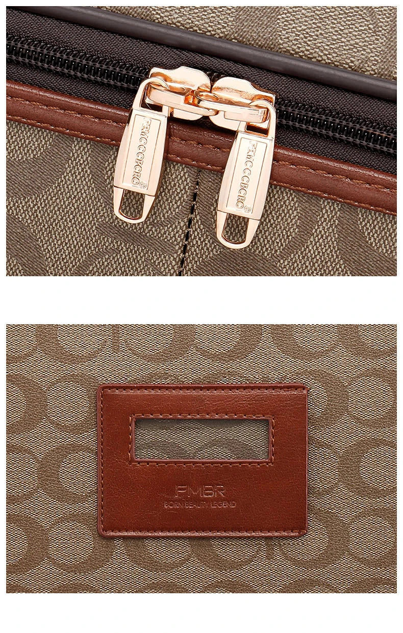 Leather Rolling Luggage Set — Suitcase with Handbag & Carry-On