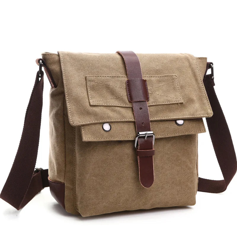 Men's Canvas Messenger Bag — Vintage Crossbody Shoulder Bag