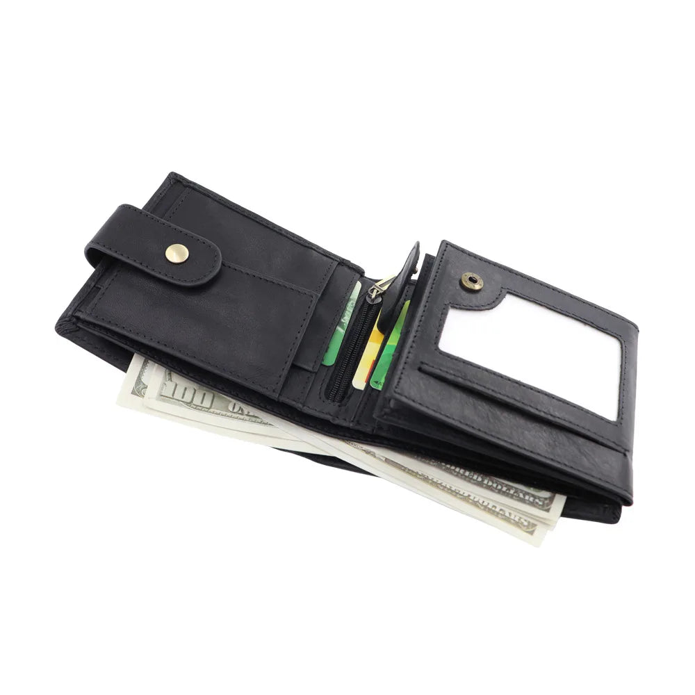 RFID Genuine Leather Men's Wallet — Slim Bifold Card Holder