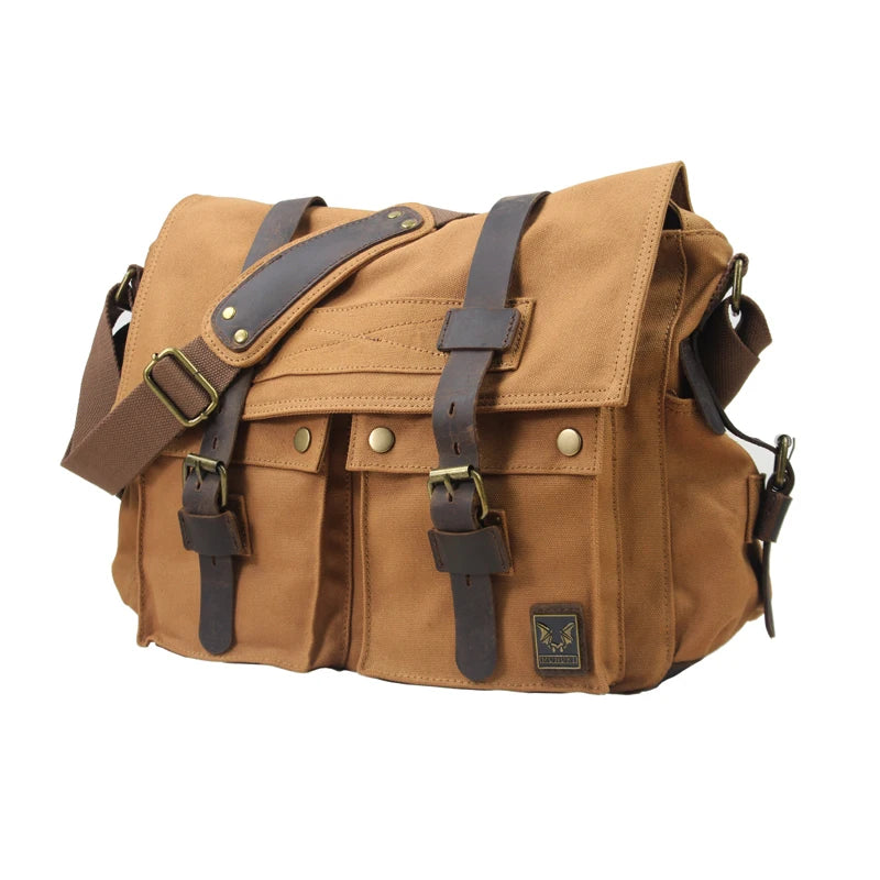 Canvas & Leather Messenger Bag