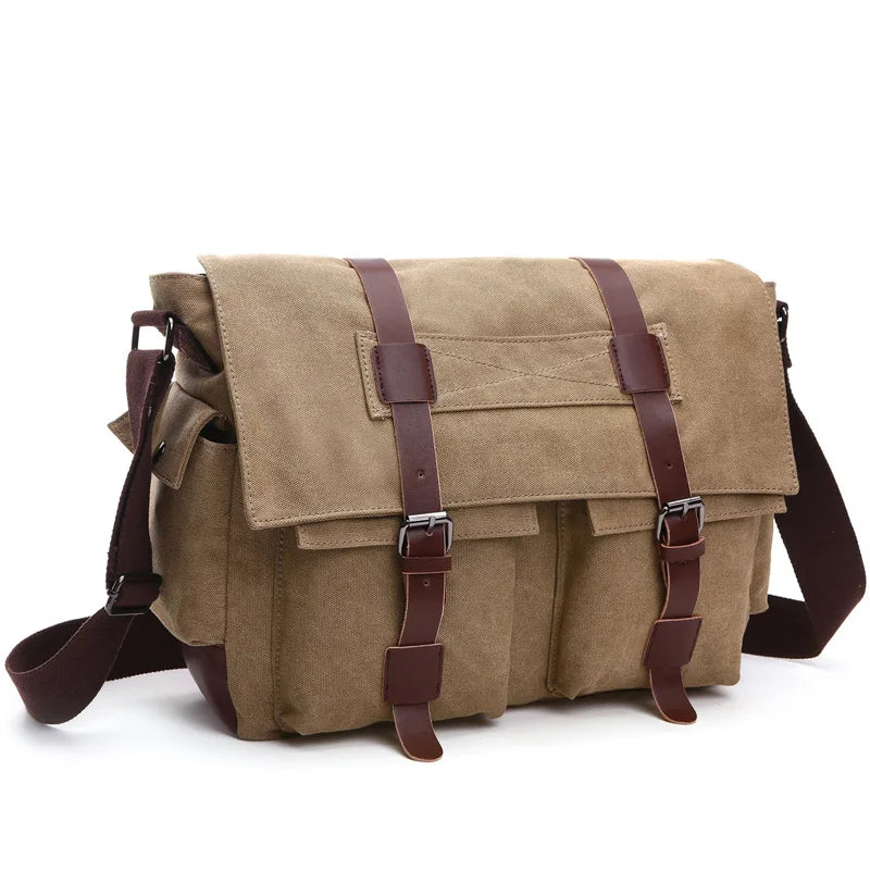 Men's Canvas Messenger Bag — Vintage Crossbody Shoulder Bag