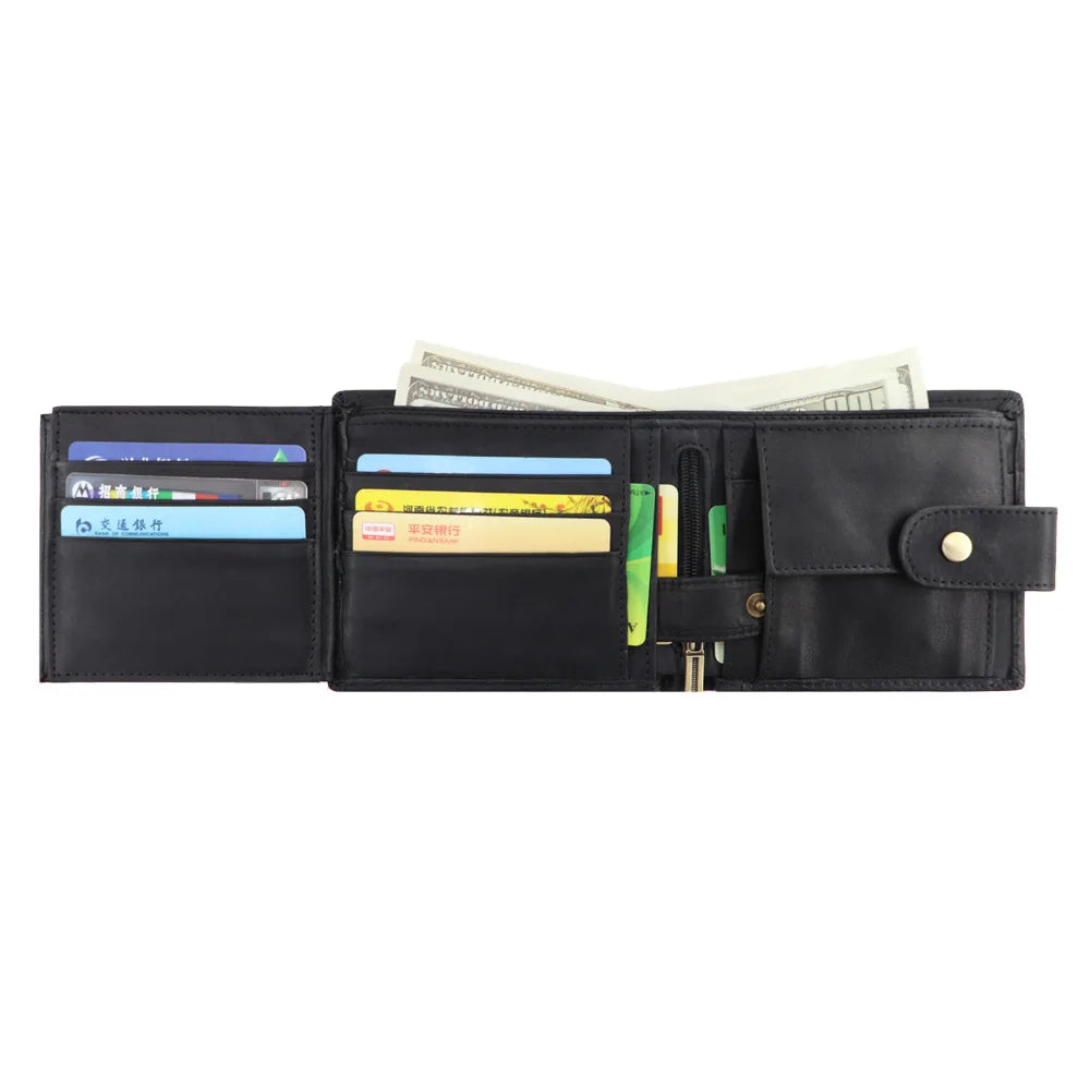 RFID Genuine Leather Men's Wallet — Slim Bifold Card Holder