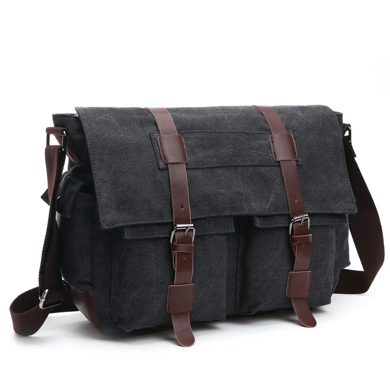 Men's Canvas Messenger Bag — Vintage Crossbody Shoulder Bag