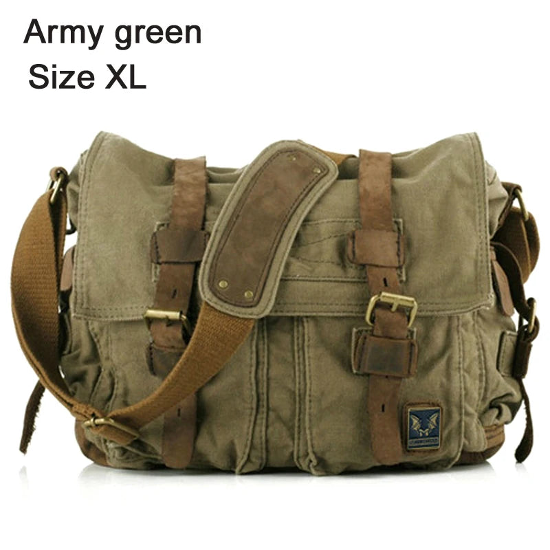 Canvas & Leather Messenger Bag