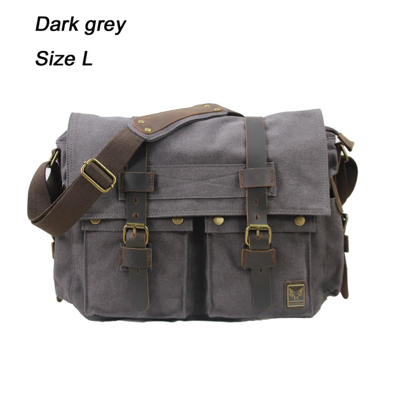 Canvas & Leather Messenger Bag