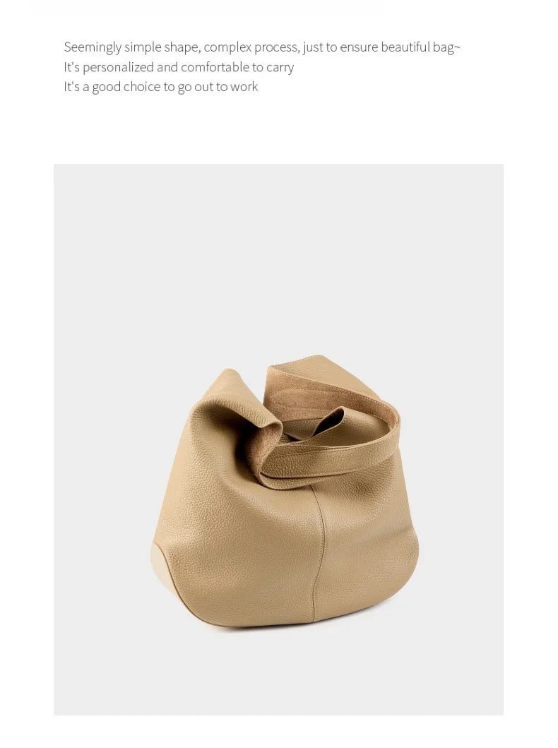 Women's Soft Leather Bucket Shoulder Bag
