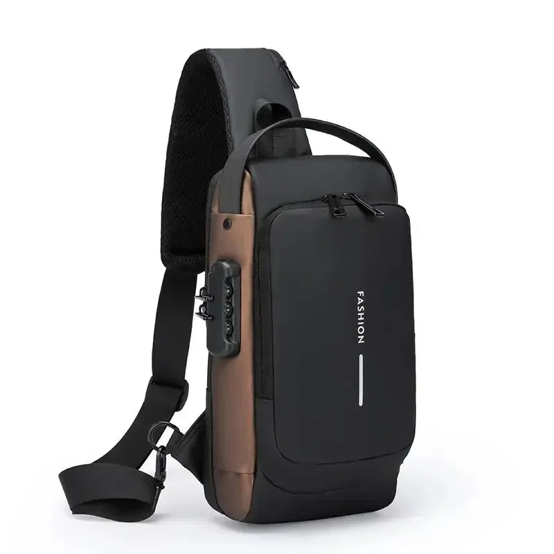 Men's Crossbody Chest Bag — Anti-Theft PU Leather Shoulder Bag