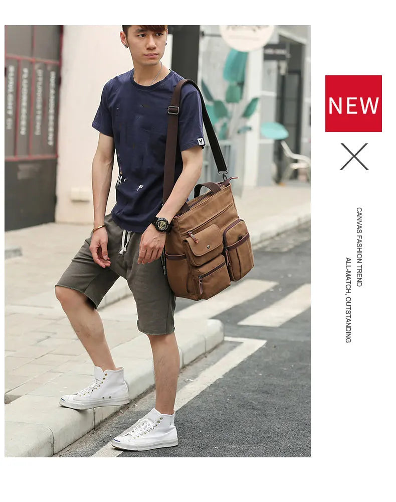 Canvas Messenger Bag for Travel & Work