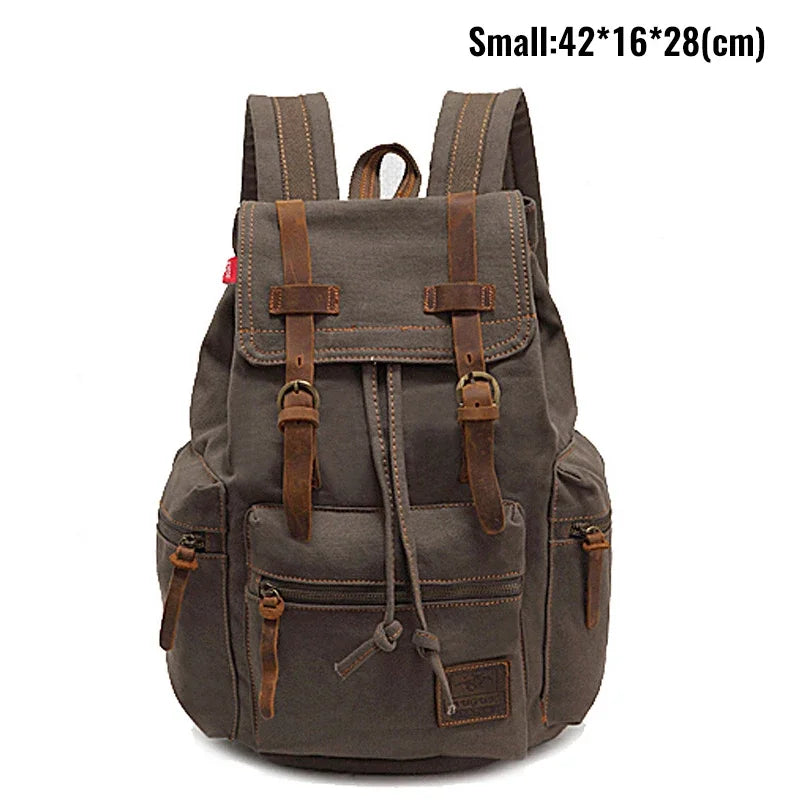 Retro Canvas Laptop Backpack — Vintage 36–55L Travel Rucksack