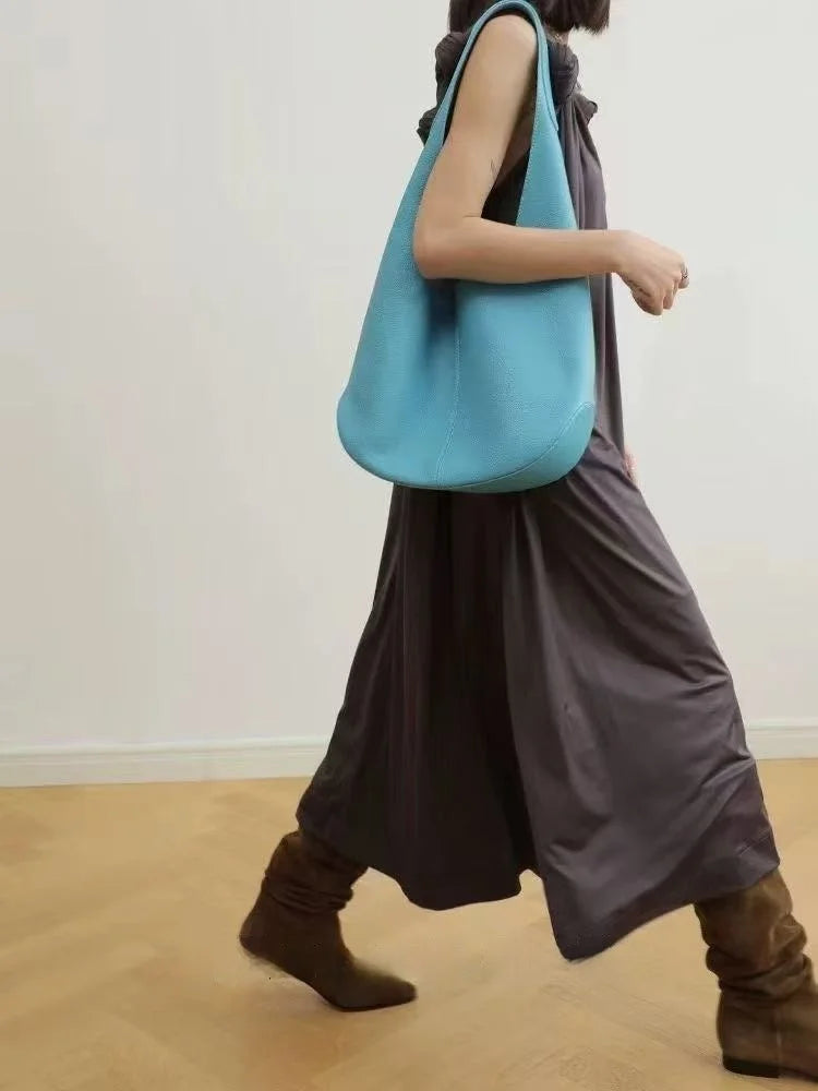 Women's Soft Leather Bucket Shoulder Bag