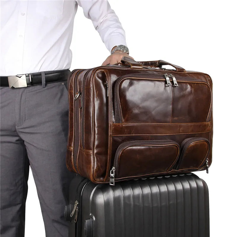 Men's Leather Shoulder Briefcase