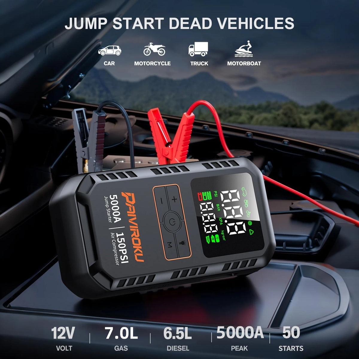 Northbound 4-in-1 Jump Starter — Portable Power Bank with Air Compressor