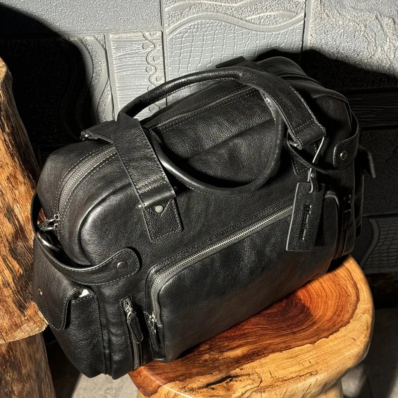 Men's Vegetable-Tanned Leather Travel Bag
