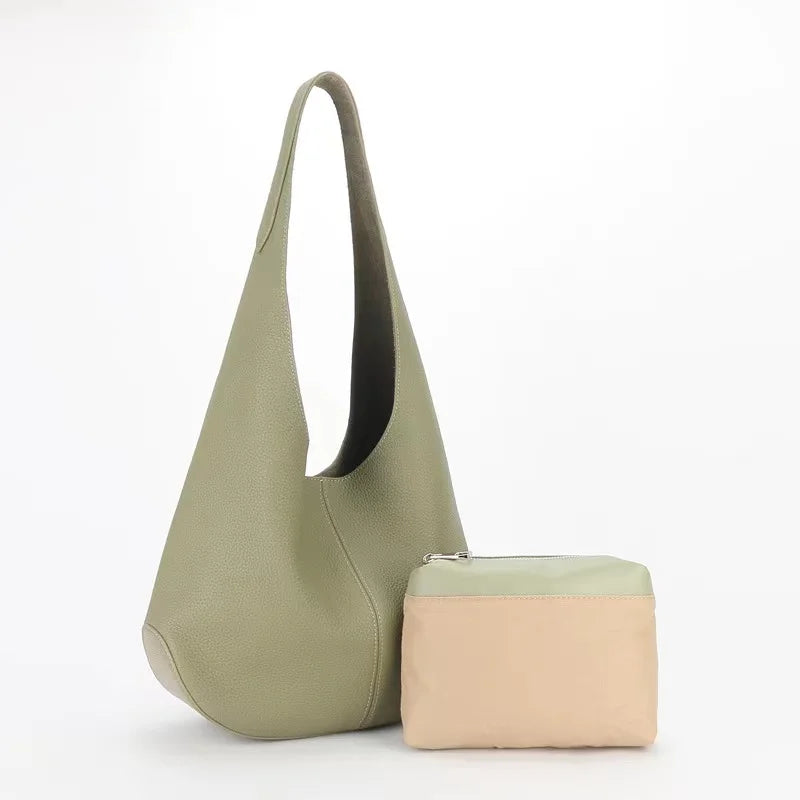 Women's Soft Leather Bucket Shoulder Bag