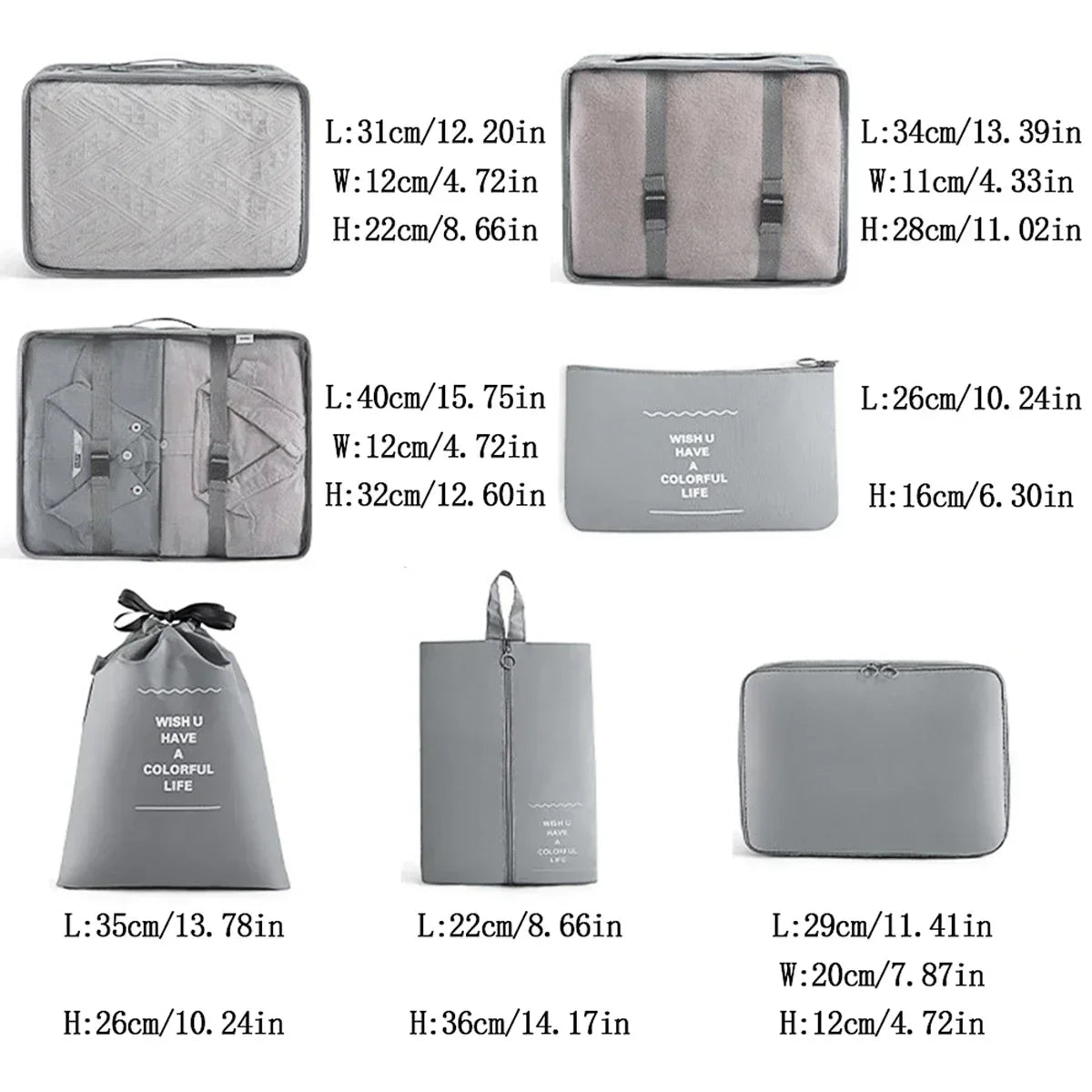 7-Piece Transparent Compression Packing Cubes – Luggage Organiser Set