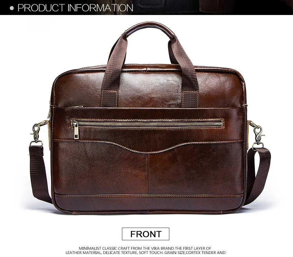 Men's Genuine Leather Briefcase – Laptop & Office Shoulder Bag
