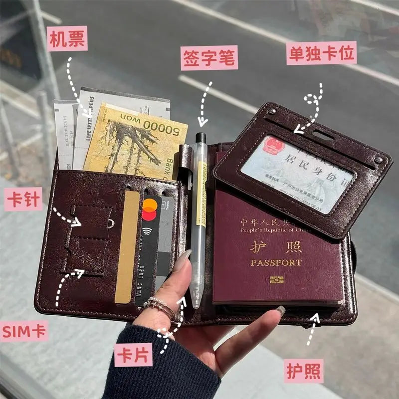 Leather Passport Cover & Travel Document Organiser – Card & Ticket Holder