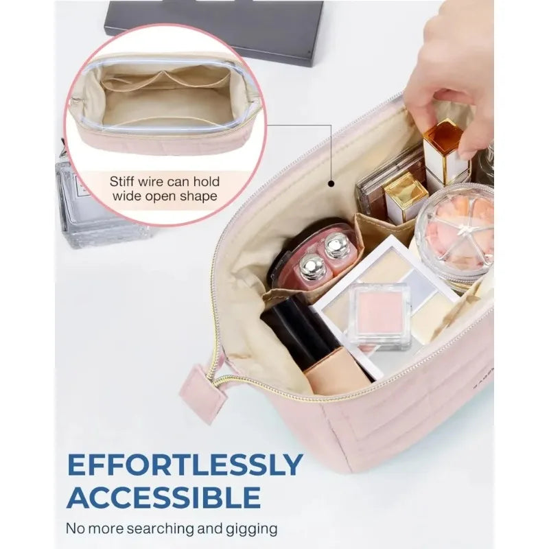 Padded Wide-Opening Travel Makeup Bag