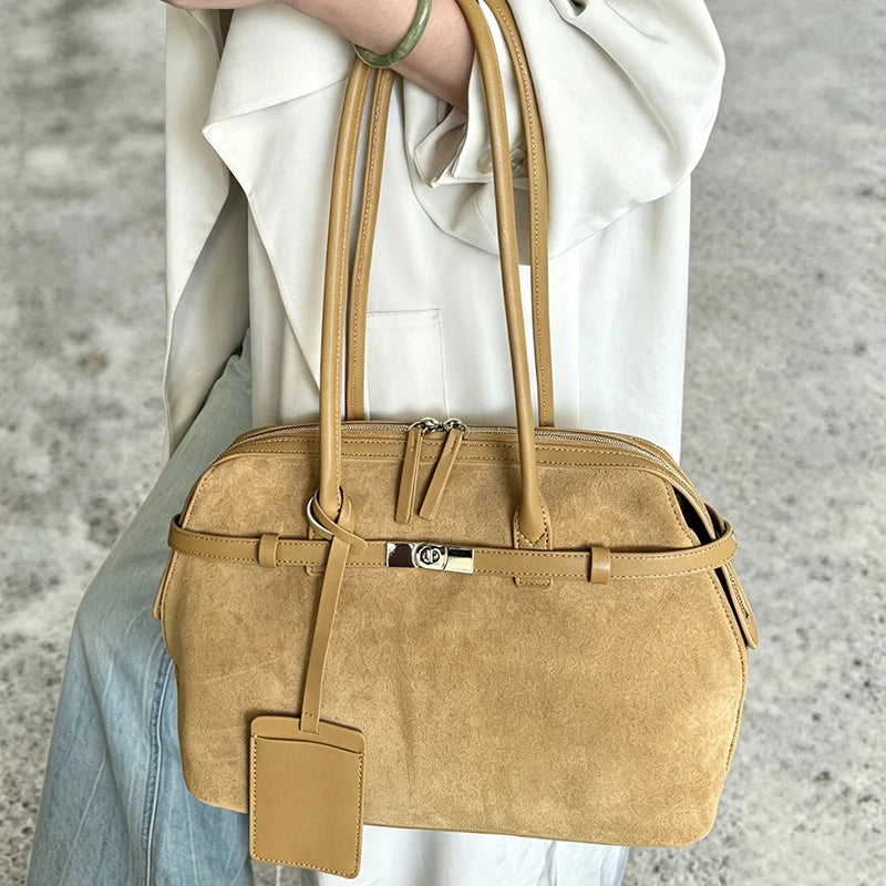 Women's Water-Resistant Suede Leather Tote
