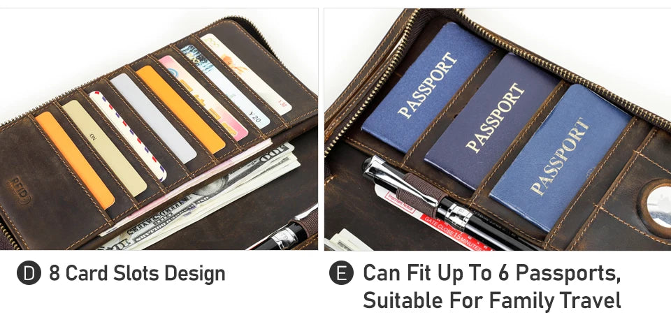 Leather Family Passport Wallet with AirTag Slot