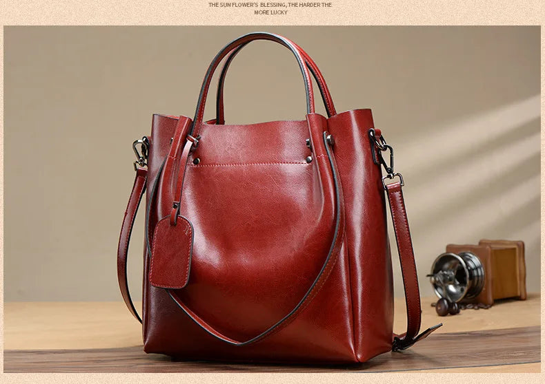 Women's Slouchy Waxed Leather Convertible Shoulder Bag