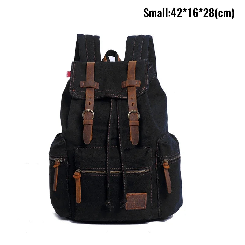 Retro Canvas Laptop Backpack — Vintage 36–55L Travel Rucksack
