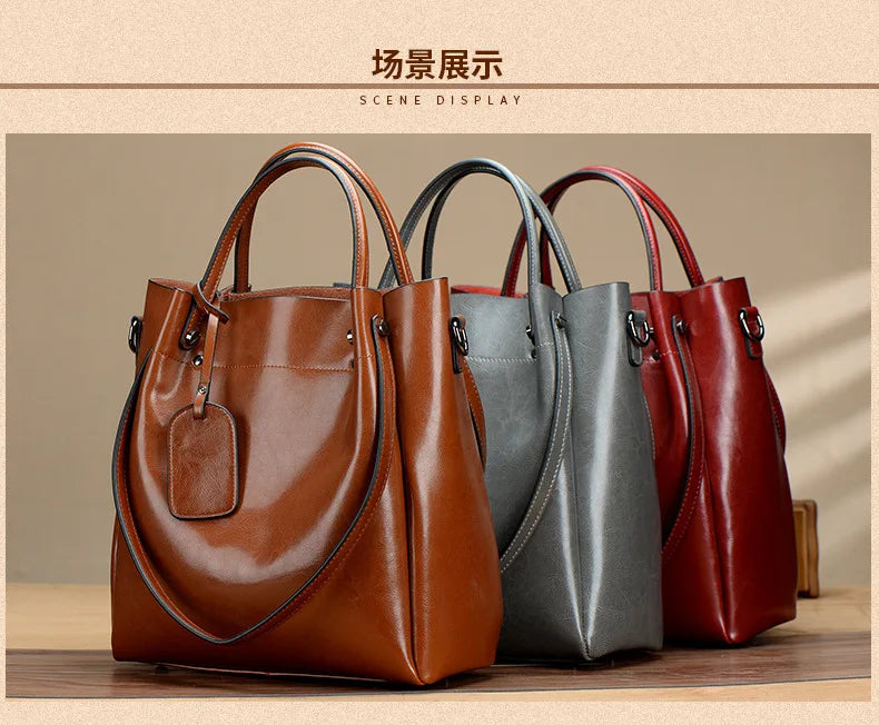 Women's Slouchy Waxed Leather Convertible Shoulder Bag