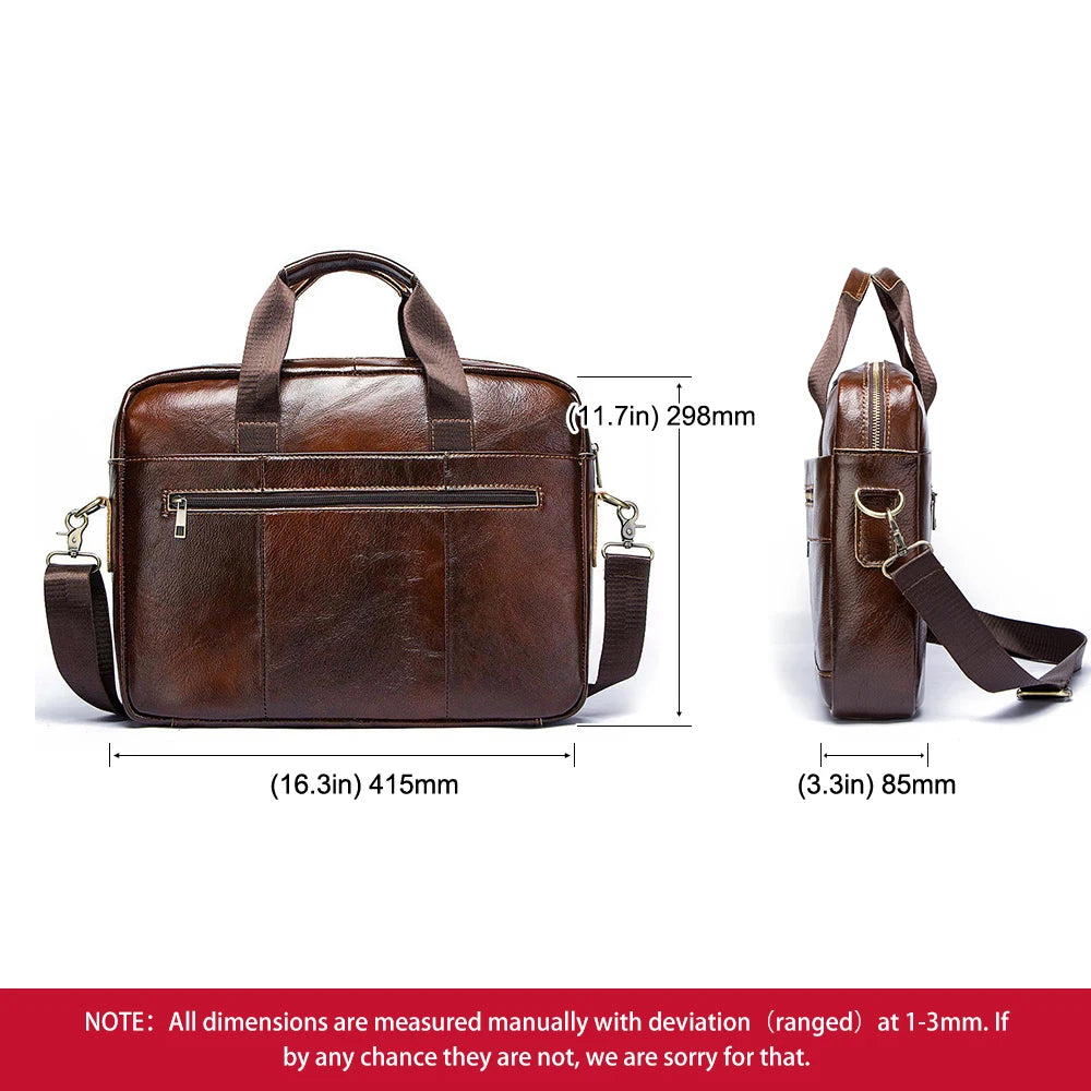 Men's Genuine Leather Briefcase – Laptop & Office Shoulder Bag