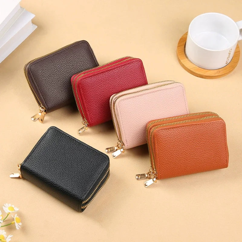 RFID Mini Wallet — Unisex PU Leather Zip Coin Purse