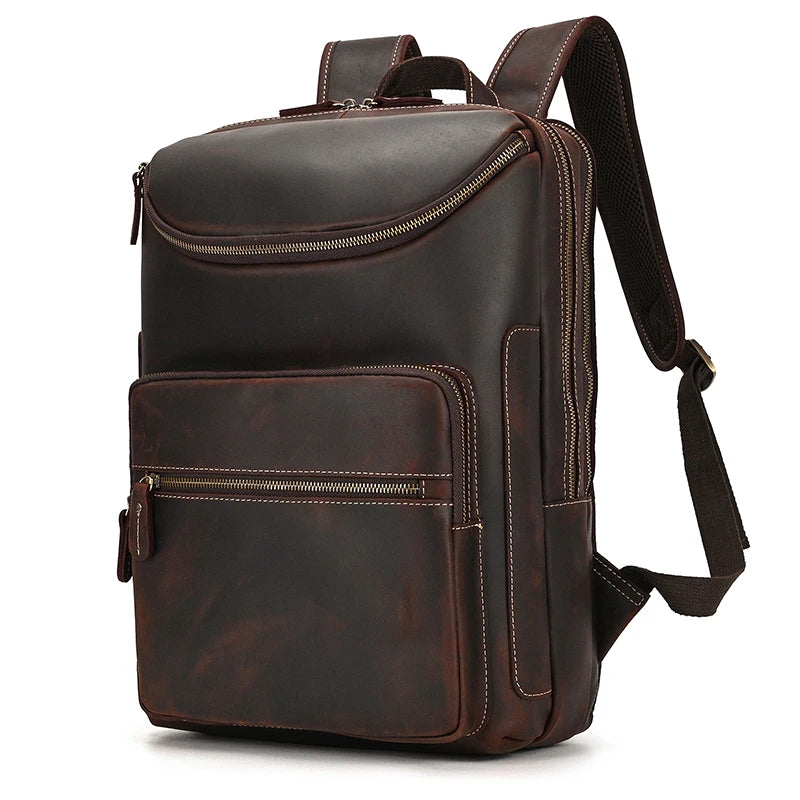 Unisex Vintage Crazy Horse Leather Backpack