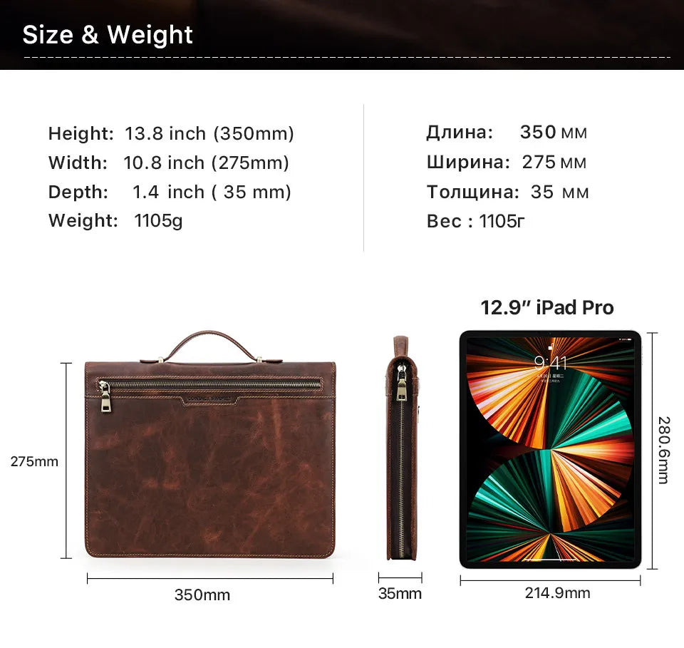 Northbound Leather Portfolio Briefcase — Document Organiser & Travel Folio