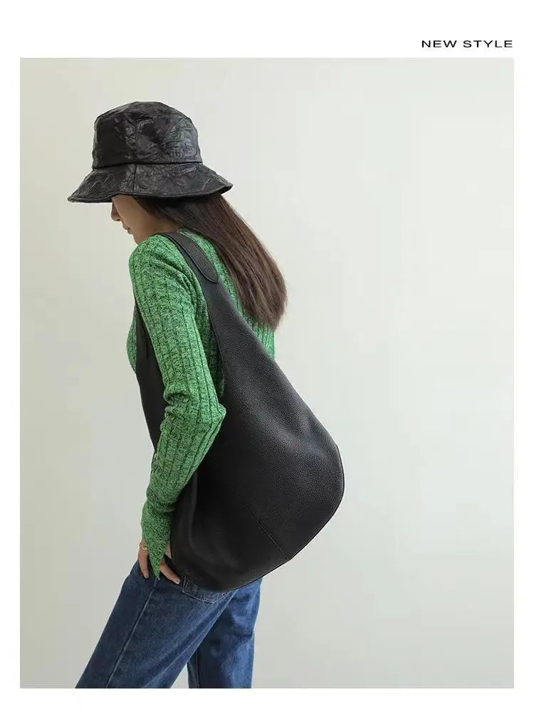 Women's Soft Leather Bucket Shoulder Bag
