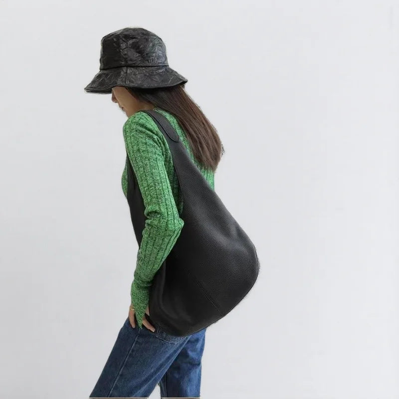 Women's Soft Leather Bucket Shoulder Bag