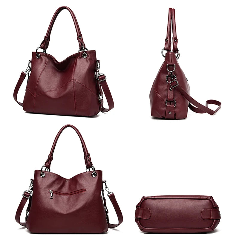 Slouchy Leather 2 way bag-Top Handles + Detachable Strap