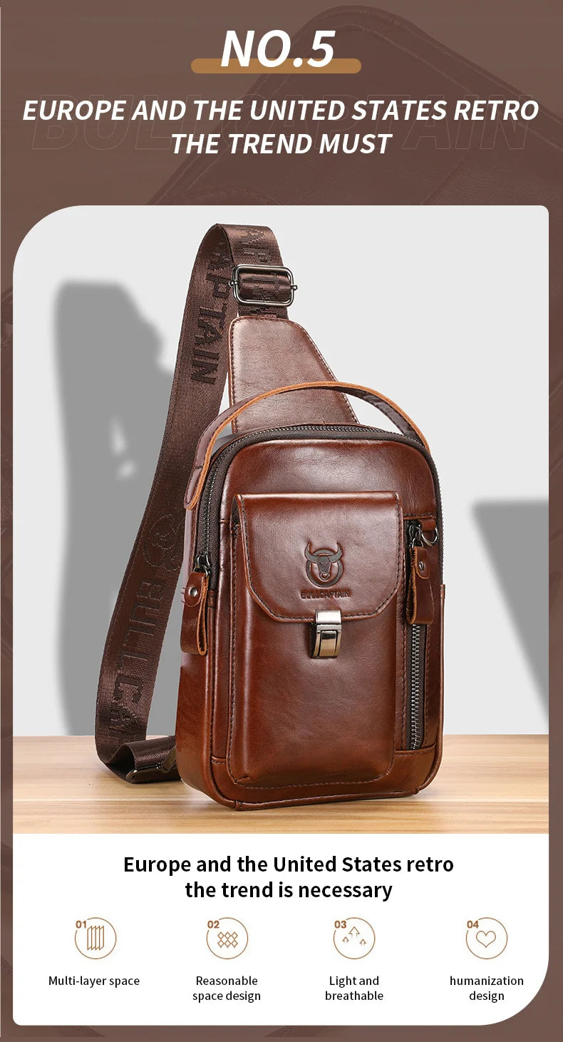 Waxed Canvas Chest Bag — Multi-Pocket Crossbody Sling for Travel