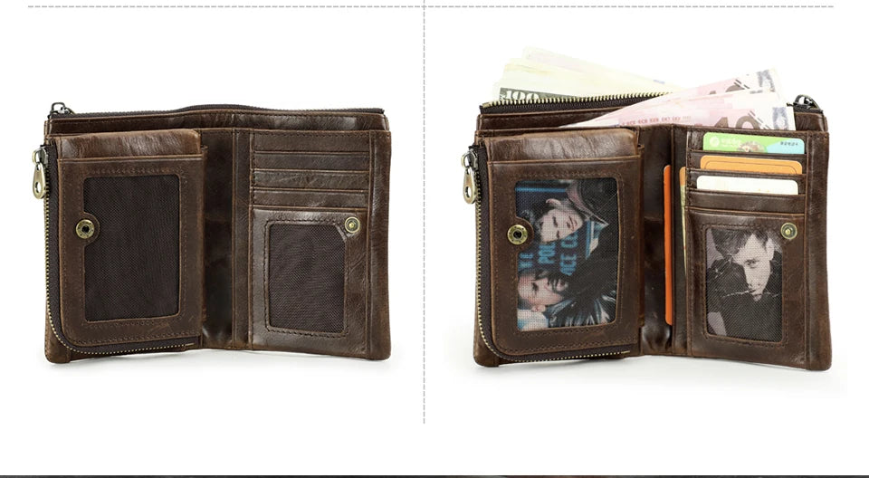 Men's RFID Leather Wallet with AirTag Holder