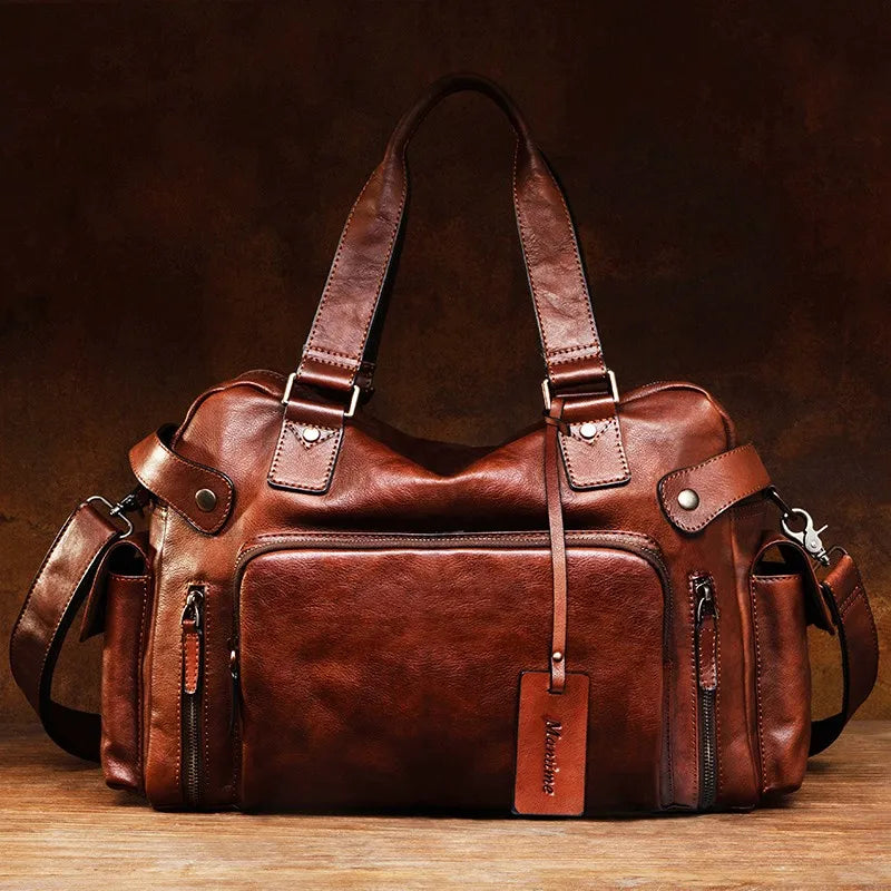 Men's Vegetable-Tanned Leather Travel Bag