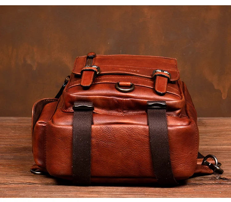 Men's Handmade Leather Chest Bag — Top-Grain Cowhide Sling