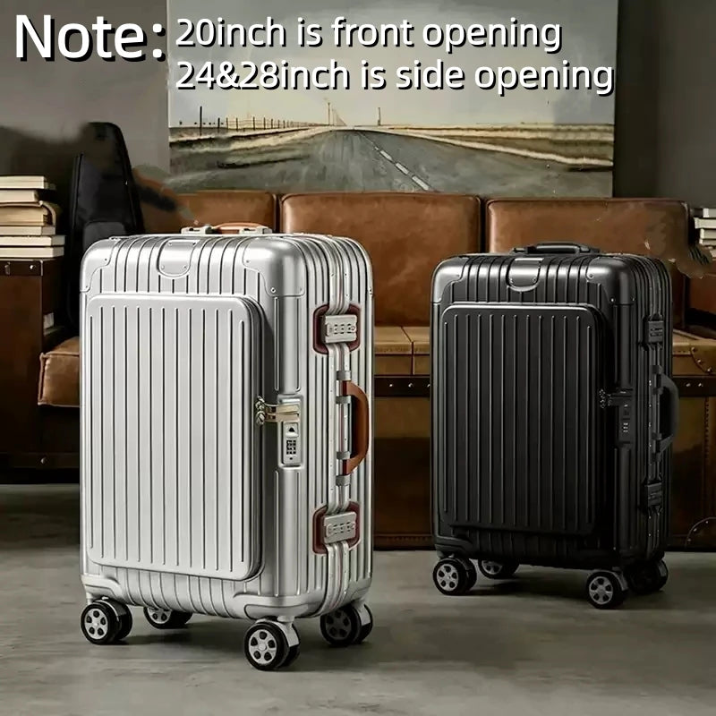 Carry-On Suitcase with Front Pocket — TSA Lock Rolling Luggage 20/24/28"