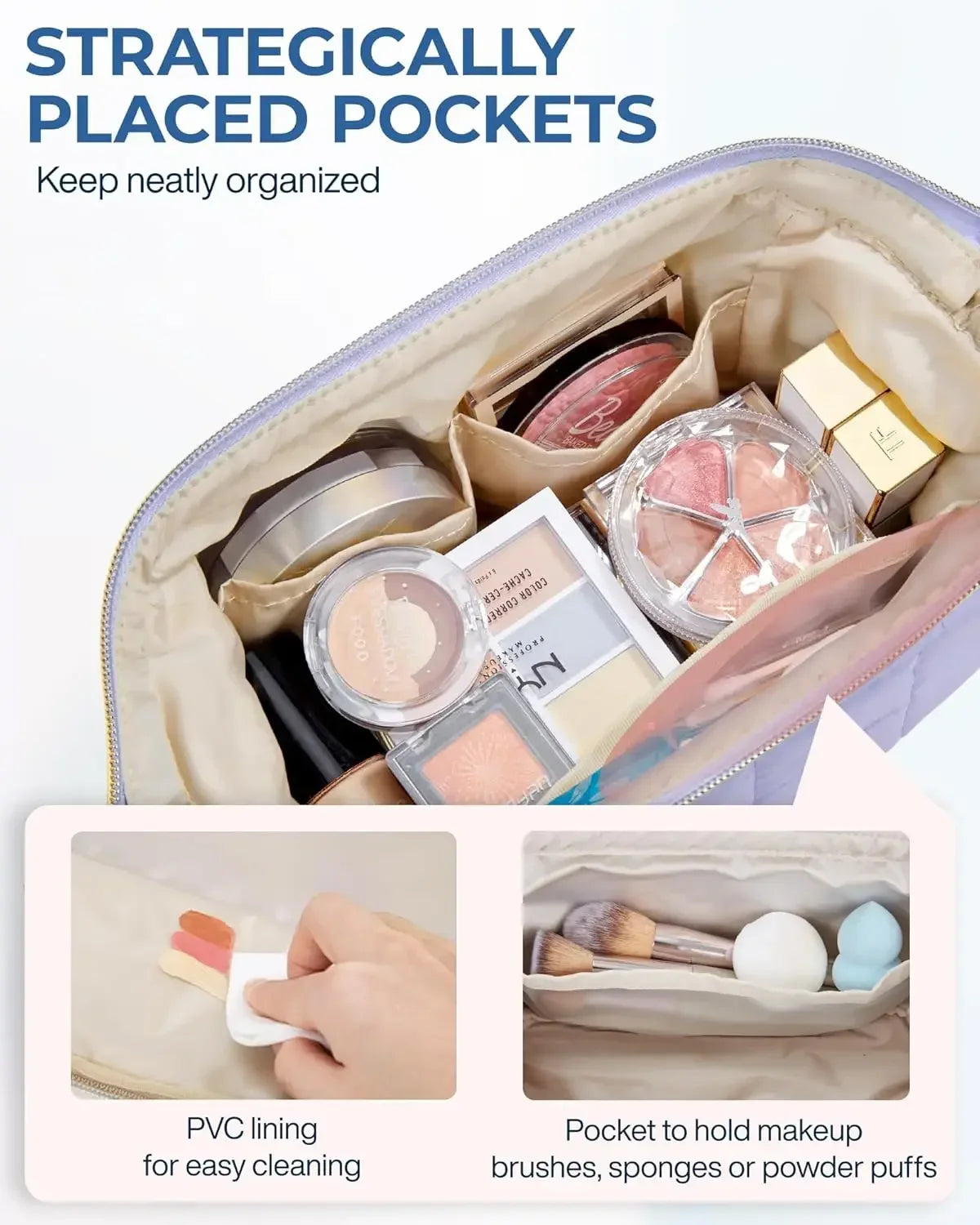 Padded Wide-Opening Travel Makeup Bag