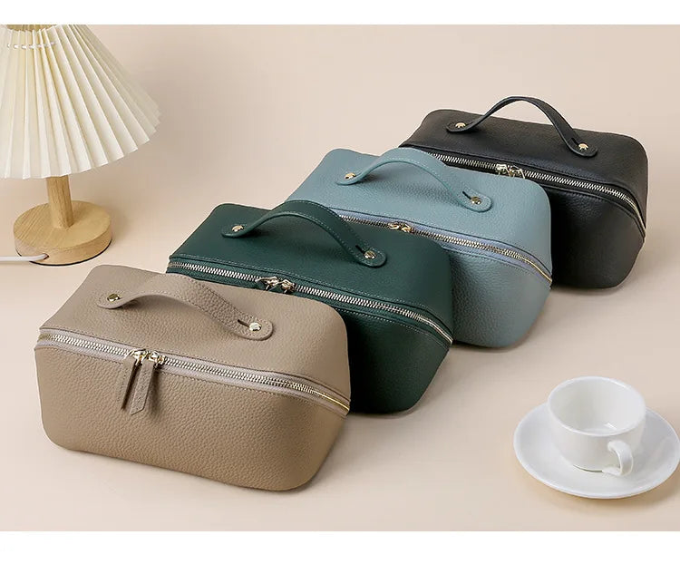 Genuine Leather Travel Cosmetic Bag