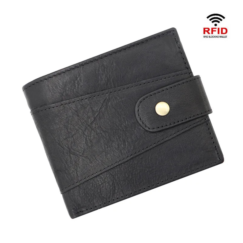 RFID Genuine Leather Men's Wallet — Slim Bifold Card Holder