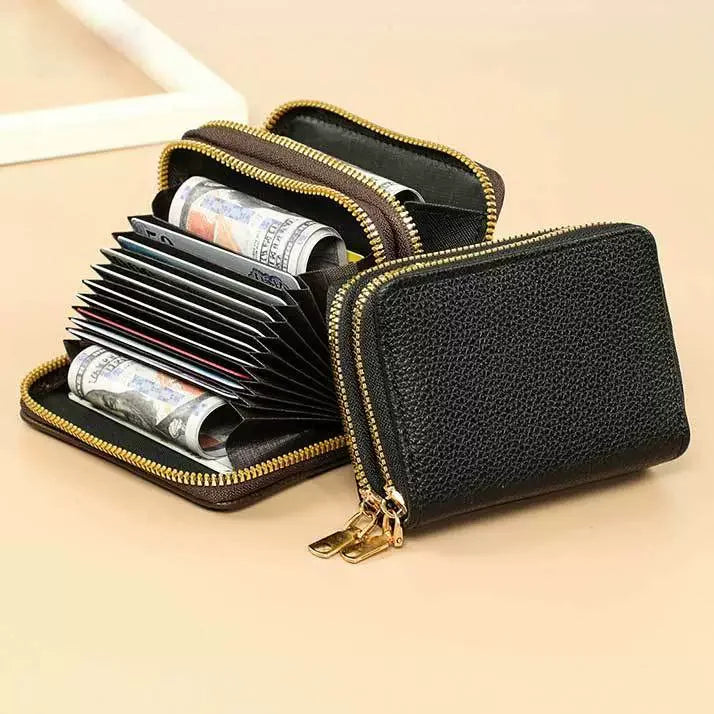 RFID Mini Wallet — Unisex PU Leather Zip Coin Purse